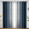 Ombre Navy Blue to Grey White Curtains for Living Room 70Wx84L (70"W x 84"L (Pack of 2) / Navy Blue)