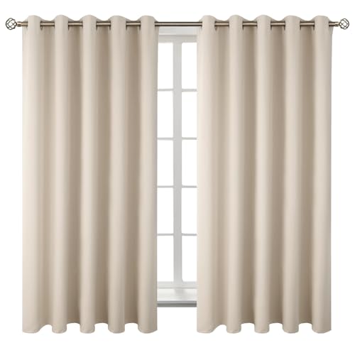 Champagne Room Darkening Curtains 63 Inch for Bedroom (Champagne / 70"W x 63"L (Pack of 2))