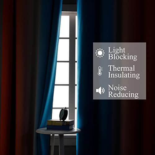 Ombre Orange and Blue Blackout Curtains 42Wx45L Inch Long (Blue and Orange / 42"W x 45"L (Pack of 2))