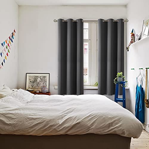 Blackout Curtains for Bedroom (Dark Grey / 38"W x 63"L (Pack of 2))