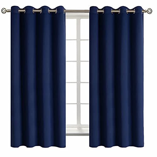 Navy Blue Blackout Curtains for Bedroom 63 Inch Long (Navy / 52"W x 63"L (Pack of 2))