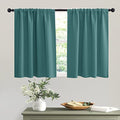 Short Teal Blackout Curtains for Small Bedroom Kitchen Cafe Window (Teal / 42"W x 36"L (Pack of 2))