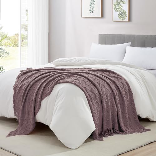 Lavender Throw Blanket 50 x70 Inch Jacquard Throw Knitted Blanket (Jacquard-dark Lavender / 50"x70")