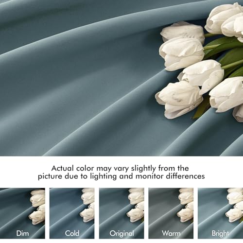 Greyish Blue Back Tab Blackout Curtains 52x108 Inch Long 2 Panel Set (Greyish Blue / 52"W x 108"L (Pack of 2))