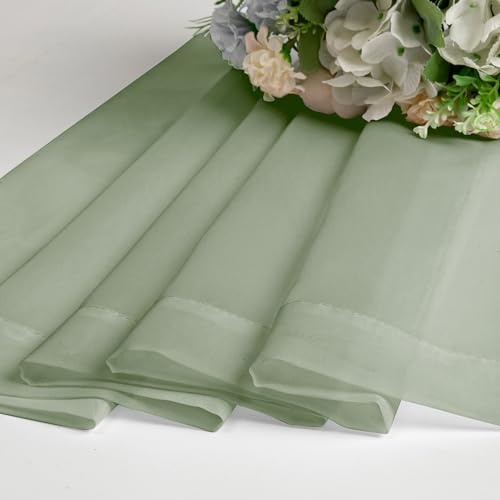 Sheer Sage Green Valances for Windows 2 Pack (Sage Green / 42"W x 18"L (Pack of 2))
