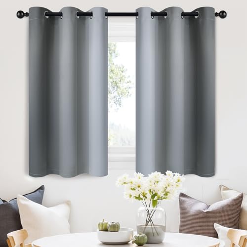 Ombre Grey to Grey White Curtains for Living Room 42Wx36L (42"W x 36"L (Pack of 2) / Grey)