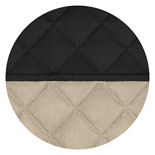 Reversible Quilted Couch Covers for Dogs Loveseat Sofa Cover 46.5” (Medium / Black/Beige)