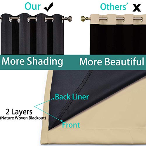 Beige 100% Blackout Curtains 96 Inches Long for Bedroom 52" Wide (52"W x 96"L (Pack of 2) / Beige)