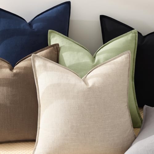 Fall Light Brown Linen Throw Pillow Covers 16x16 Set of 2 (Light Brown / 16" x 16" (Pack of 2))