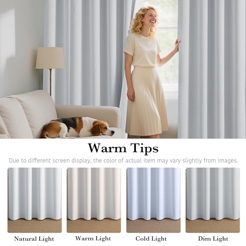 White 100% Blackout Curtains for Bedroom Living Room (100% Blackout - White / 34"W x 63"L (Pack of 2))