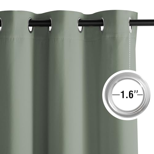 Sage Green Room Darkening Curtains 90 Inches Long 2 Panels (Greyish Green / 40"W x 90"L (Pack of 2))