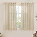 Semi Sheer Linen Curtains 45 Inches Long 2 Panels for Small Window (Linen / 52"W x 45"L (Pack of 2))