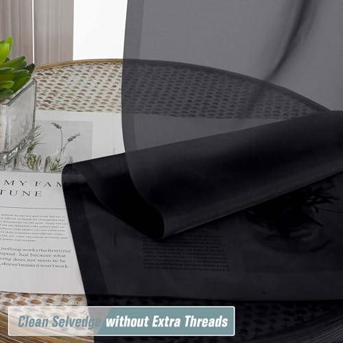 Halloween Black Sheer Curtains 63 Inch Length 2 Panels (42"W x 63"L (Pack of 2) / Black)