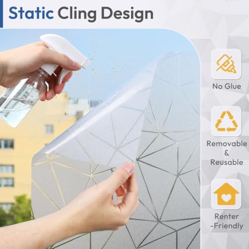 Static Cling Window Privacy Film (Frosted Triangle / 17.5" X 157.4")