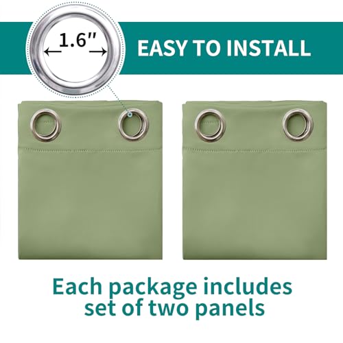 Grass Green Blackout Curtains for Living Room 84 Inch (Grass Green / 70"W x 84"L (Pack of 2))