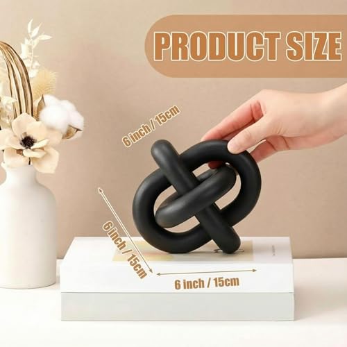 3 Link Wood Knot Decor Rustic Table Shelf Accents (Black)