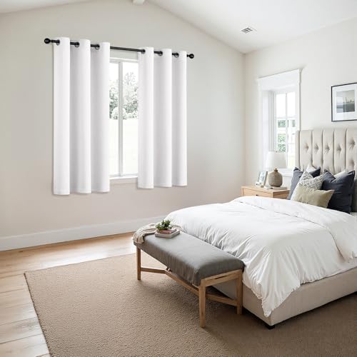 Blackout Curtains for Bedroom 2 Panels 40 x 45 Inch Long Pure White (Pure White / 40"W x 45"L (Pack of 2))