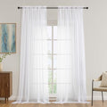 White Bedroom Curtains 96 Length for Farmhouse (White / 59"W x 96"L (Pack of 2))