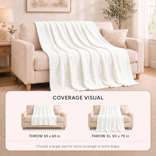 Off White Throw Blanket for Couch (Off White / Throw (50" x 60"))