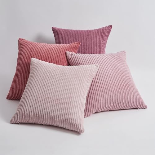Throw Pillow Cover 4pc Set (Pink / 26" x 26" (Pack of 4))