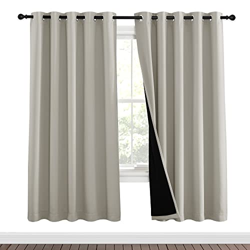 100% Blackout Window Curtain Panels (Natural / 62"W x 72"L (Pack of 2))