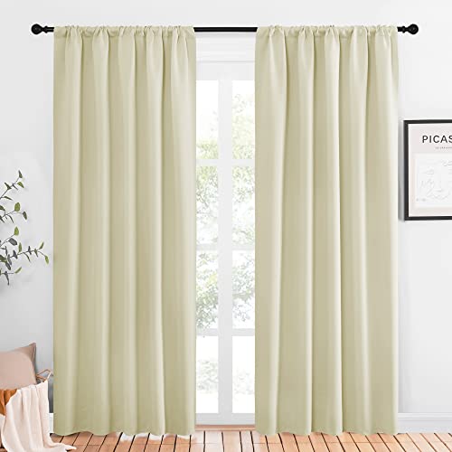 Room Darkening Curtains for Bedroom (Beige / 52"W x 84"L (Pack of 2))
