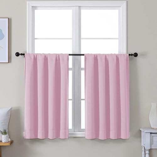 Ava Pink Short 36 Inches Blackout Curtain 2 Panels Set (Pink / 40"W x 36"L (Pack of 2))
