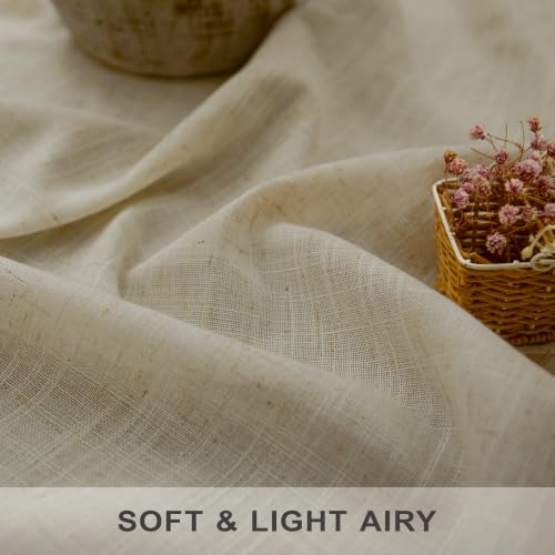 Burlywood Birch Natural Linen Curtains 92 Inch Length 2 Panels Set Back Tab Light Filtering Living Room Curtain Drapes Office Modern Minimalist Decor Farmhouse Boho Neutral Semi Sheer Curtain 92 Long (52"W x 92"L (Pack of 2) / Burlywood Birch)