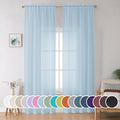 Sheer Curtains 96 inches Long for Bedroom Living Room (Sky Blue / 42"W x 96"L (Pack of 2))