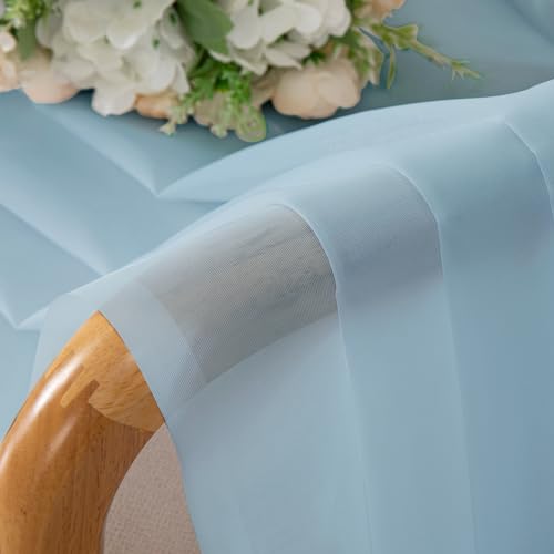 Sheer Curtains 96 inches Long for Bedroom Living Room (Sky Blue / 42"W x 96"L (Pack of 2))