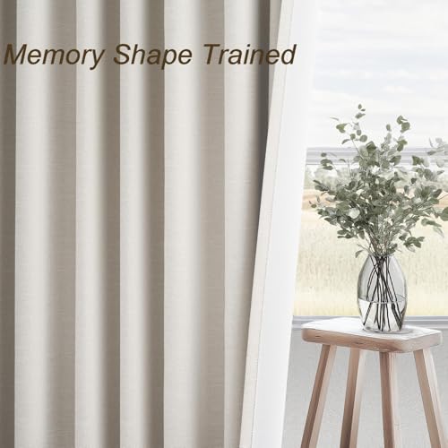 Cream Linen Blackout Curtains 84 Inch Long for Bedroom Living Room (Birch / 52"W x 84"L (Pack of 2))