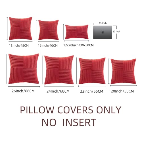 2 Packs Red Decorative Throw Pillow Covers 22x22 Inch for Living Room Couch Bed Sofa (Red / 22" x 22" (Pack of 2))