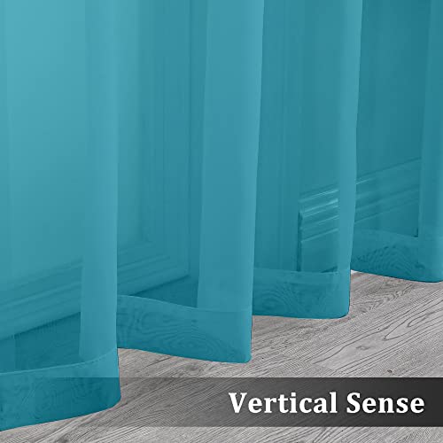 Turquoise Sheer Curtains 63 Inches Length 2 Panels (Turquoise / 42"W x 63"L (Pack of 2))
