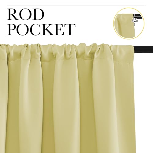 Blackout Curtains for Living Curtains (Paler Yellow / 52"W x 95"L (Pack of 2))