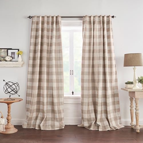 Grainger Buffalo Check Blackout Window Curtain (Linen / 52"W x 84"L (Pack of 1))