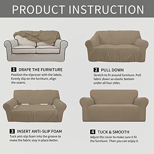 Stretch Oversized Loveseat Couch Covers Washable Natural (Medium-XL Loveseat / Natural)