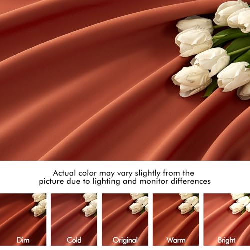 Fall Burnt Orange Back Tab Blackout Curtains 52"x108" Length 2 Panel (Burnt Orange / 52"W x 108"L (Pack of 2))