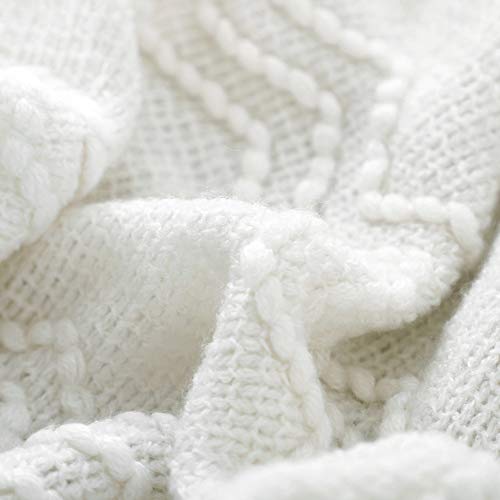 Off White Throw Blanket 60x80Inch Boho Knit Soft Throw Sofa Blanket (Off White / 60"x80")