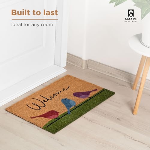 Coir Welcome Mat (Colorful Birds / 24x36)