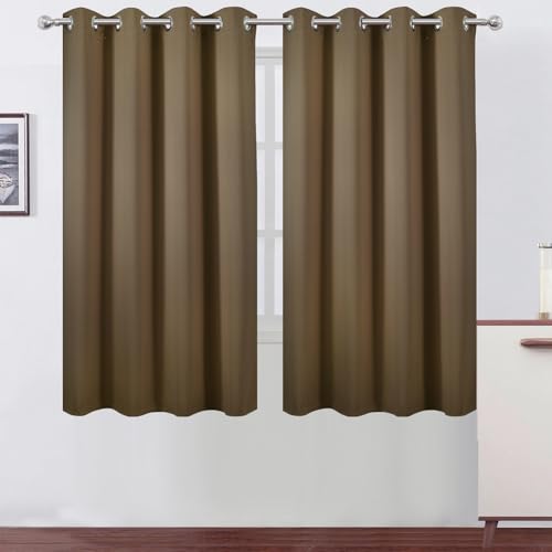 Brown Blackout Curtains 52 x 63 Inch Length (Brown / 52"W x 63"L (Pack of 2))