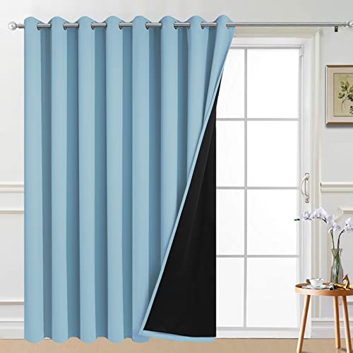 Sky Blue Blackout Patio Door Curtain Panels W100 x L84 (100"W x 84"L (Pack of 1) / Sky Blue)