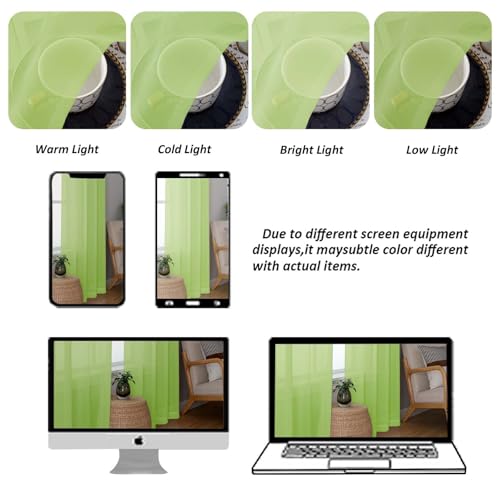Lime Sheer Curtains 45 Inch Long 2 Panels (Lime / 42"W x 45"L (Pack of 2))