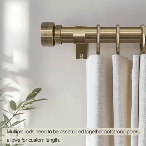 2 Pack Antique Bronze Curtain Rods for Windows 72 to 144 Inches Adjustable Heavy Duty 1" Diameter Window Curtain Rod with Solid Metal Finials for Outdoor Farmhouse Bedroom Kitchen Living Room (Antique Bronze / 16"-150"|2 Pack)