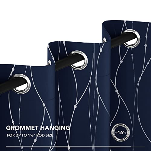 Living Room Curtains 72 Inches Long (Navy Blue/Wave Dots / 52"W x 72"L (Pack of 2))