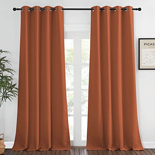Blackout Living Room Curtain 108 inches Length (Burnt Orange / 52"W x 108"L (Pack of 1))