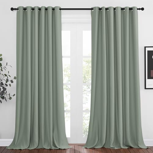 Room Darkening Curtains and Drapes for Window 95" L (Sage Green / 80"W x 95"L (Pack of 2))
