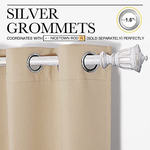 Room Darkening Curtain Panels for Cafe (Biscotti Beige / 42"W x 40"L (Pack of 2))