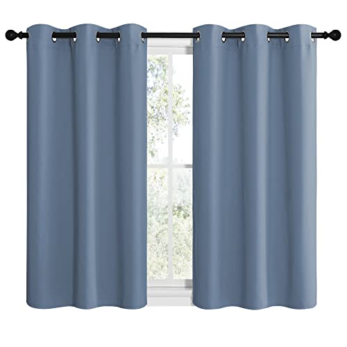 Kitchen Curtains Small Window Curtains & Drapes (Stone Blue / 42"W x 40"L (Pack of 2))