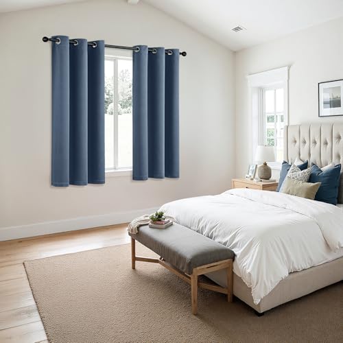 Blackout Curtains for Bedroom 2 Panels 34 x 63 Inch Long Stone Blue (Stone Blue / 34"W x 63"L (Pack of 2))