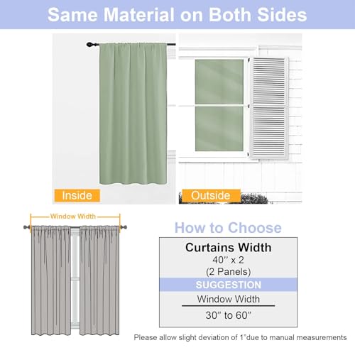 Ava Light Green Blackout Curtains for Bedroom 96 Inches Long 2 Panels (Light Green / 40"W x 96"L (Pack of 2))